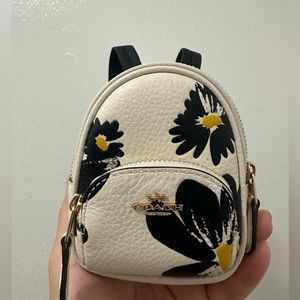 NWT Coach Mini Court Backpack Bag Charm With Floral Print